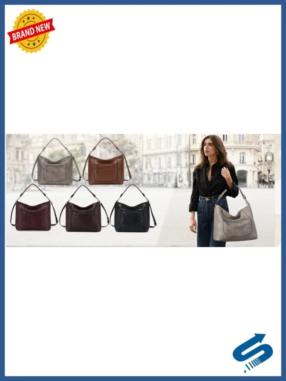 Vegan Leather Large Hobo Bag Tote with Convertible Crossbody Strap